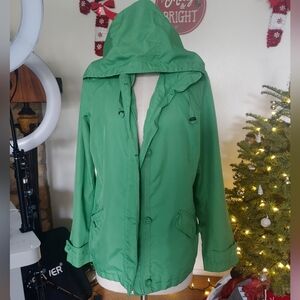 Land's End, Kelly Green Women's Rain Hoodie Coat Jacket